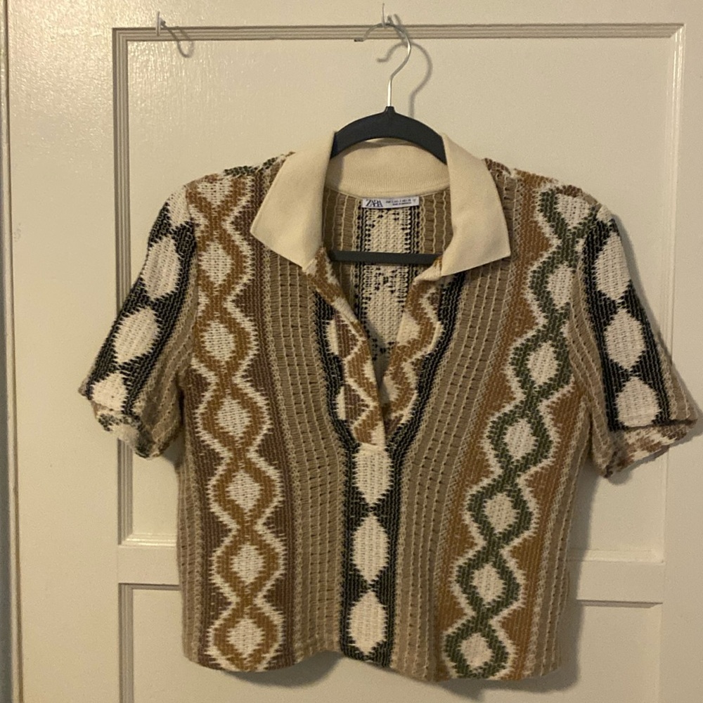 ZARA Knitted short sleeved sweater Size S